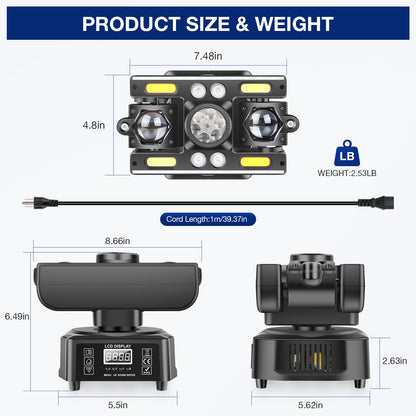 YeeSite Stage Light 60W RGBW LED 6-in-1 Moving Head DJ Light