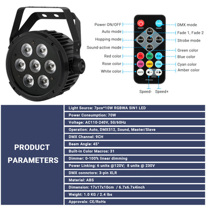 YeeSite Stage Light 70W RGBWA LED PAR Light
