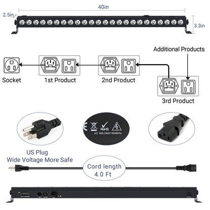 YeeSite Stage Light 96W RGBA LED Wash Light Bar